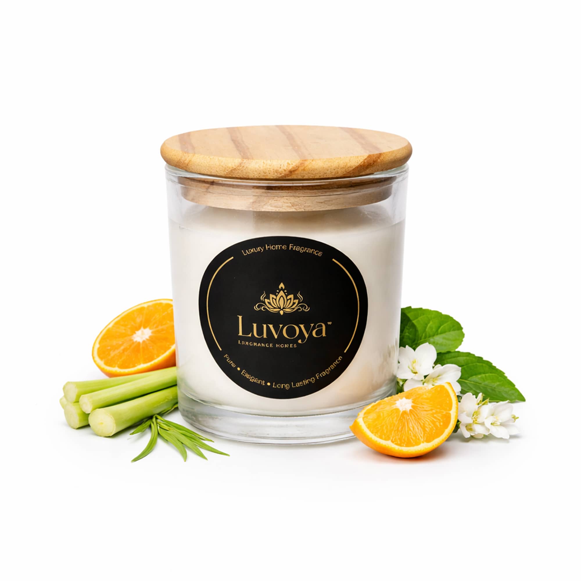 Luvoya Lemongrass & Mandarin Scented Candle – Luxury Home Fragrance
