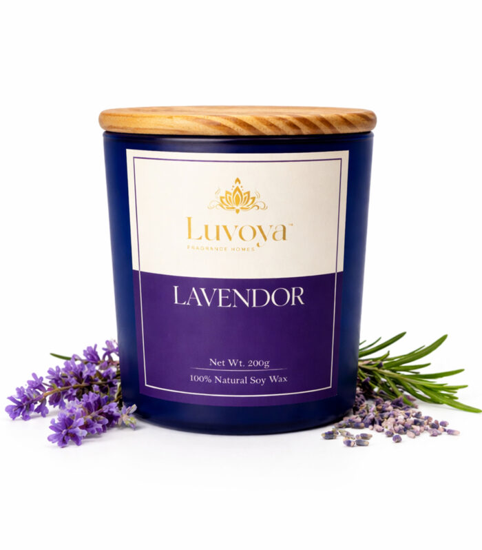 calming lavender aroma candle with floral touch